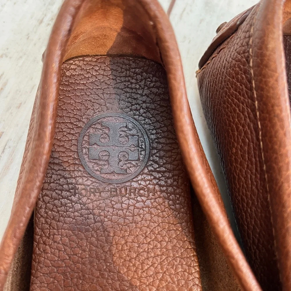Tory Burch Ludlow Brown Pebbled Leather Driving Loafers - Size 8.5 - Picture 4 of 16